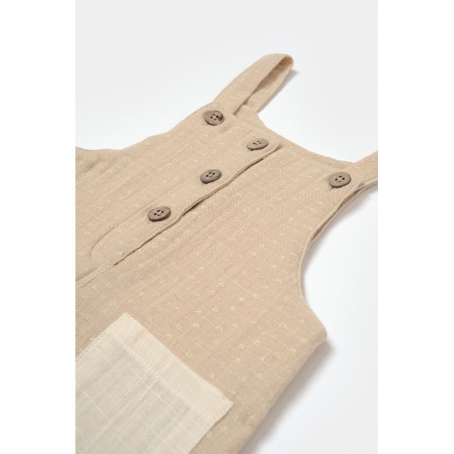 Salopeta cu bretele si buzunar, 100% bumbac - Apricot, BabyCosy (Marime: 12-18 Luni) JEMBC-CSYM7044-12