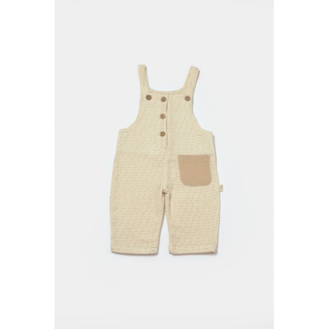 Salopeta cu bretele si buzunar, 100% bumbac - Stone, BabyCosy (Marime: 12-18 Luni) JEMBC-CSYM7042-12