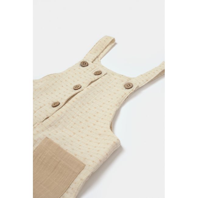 Salopeta cu bretele si buzunar, 100% bumbac - Stone, BabyCosy (Marime: 18-24 Luni) JEMBC-CSYM7042-18
