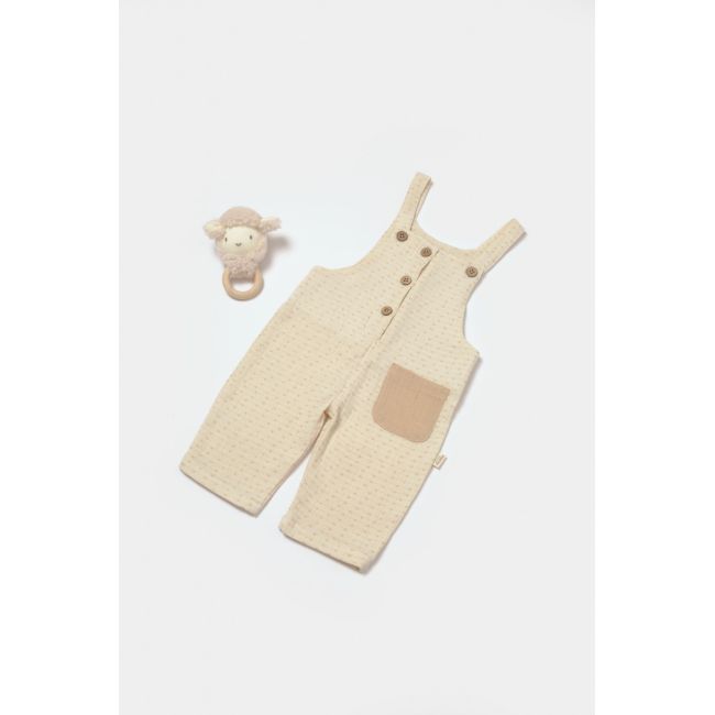 Salopeta cu bretele si buzunar, 100% bumbac - Stone, BabyCosy (Marime: 9-12 luni) JEMBC-CSYM7042-9