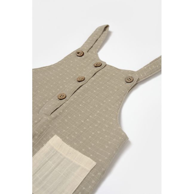 Salopeta cu bretele si buzunar, 100% bumbac - Verde, BabyCosy (Marime: 18-24 Luni) JEMBC-CSYM7043-18