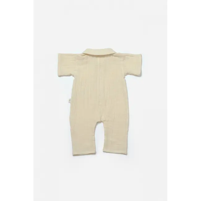 Salopeta cu maneca scurta si nasturei Sheep, 100% bumbac - Stone, BabyCosy (Marime: 3-6 Luni) JEMBC-CSYM7039-3