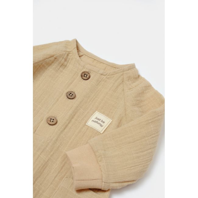 Salopeta cu nasturei, Winter muselin, 100% bumbac - Apricot, BabyCosy (Marime: 12-18 Luni) JEMBC-CSYM7038-12