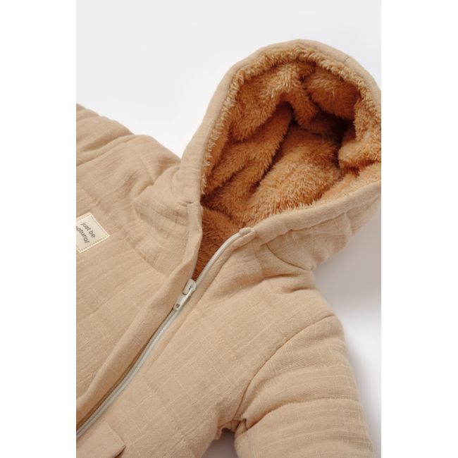 Salopeta de iarna pentru bebelusi, Winter muselin, 100% bumbac - Apricot, BabyCosy (Marime: 18-24 Luni) JEMBC-CSYM7053-18