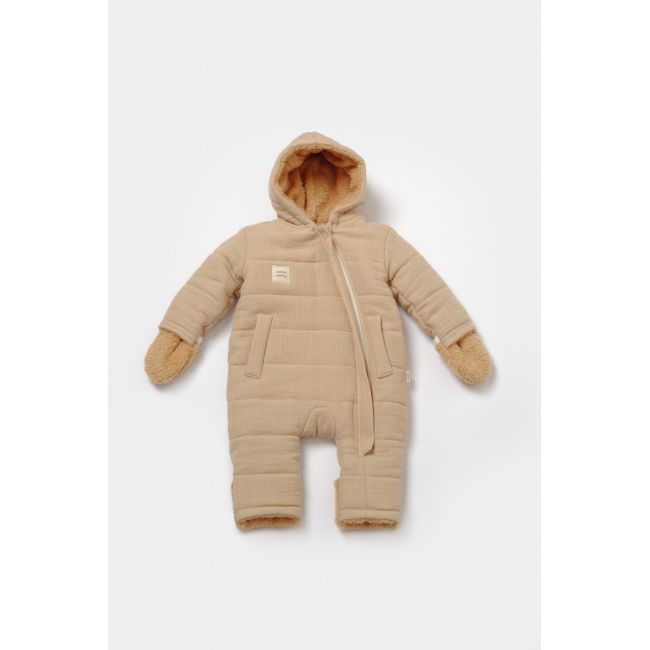 Salopeta de iarna pentru bebelusi, Winter muselin, 100% bumbac - Apricot, BabyCosy (Marime: 3-6 Luni) JEMBC-CSYM7053-3