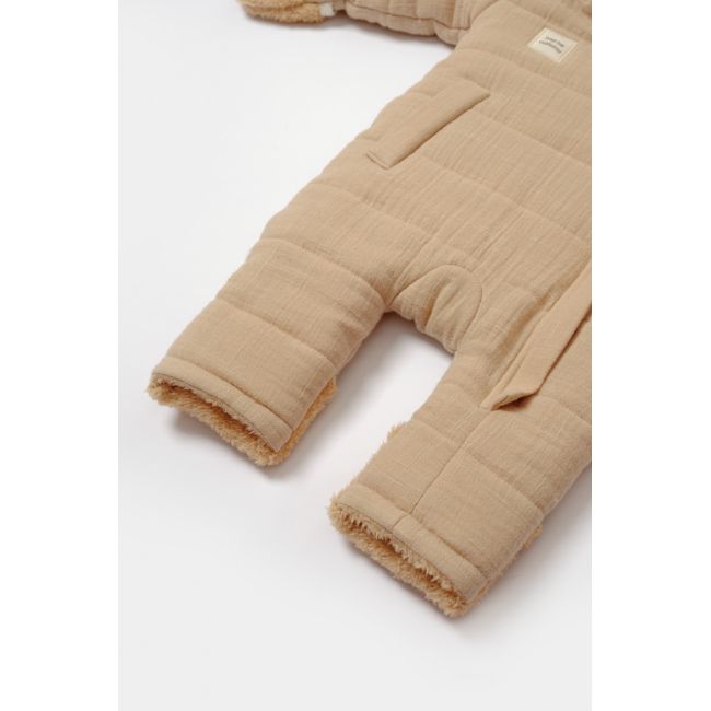 Salopeta de iarna pentru bebelusi, Winter muselin, 100% bumbac - Apricot, BabyCosy (Marime: 3-6 Luni) JEMBC-CSYM7053-3