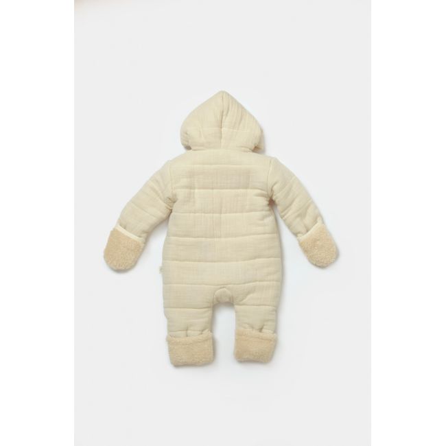 Salopeta de iarna pentru bebelusi, Winter muselin, 100% bumbac - Stone, BabyCosy (Marime: 12-18 Luni) JEMBC-CSYM7051-12