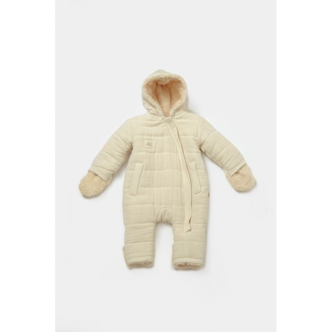 Salopeta de iarna pentru bebelusi, Winter muselin, 100% bumbac - Stone, BabyCosy (Marime: 9-12 luni) JEMBC-CSYM7051-9