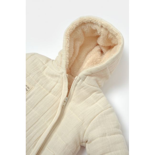 Salopeta de iarna pentru bebelusi, Winter muselin, 100% bumbac - Stone, BabyCosy (Marime: 9-12 luni) JEMBC-CSYM7051-9