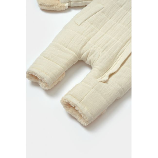 Salopeta de iarna pentru bebelusi, Winter muselin, 100% bumbac - Stone, BabyCosy (Marime: 9-12 luni) JEMBC-CSYM7051-9