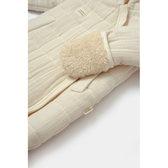 Salopeta de iarna pentru bebelusi, Winter muselin, 100% bumbac - Stone, BabyCosy (Marime: 9-12 luni) JEMBC-CSYM7051-9