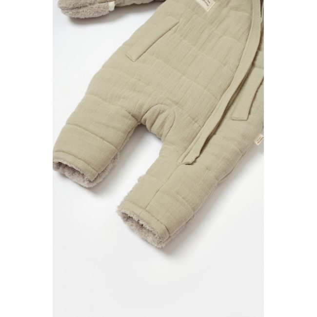 Salopeta de iarna pentru bebelusi, Winter muselin, 100% bumbac - Verde, BabyCosy (Marime: 12-18 Luni) JEMBC-CSYM7052-12