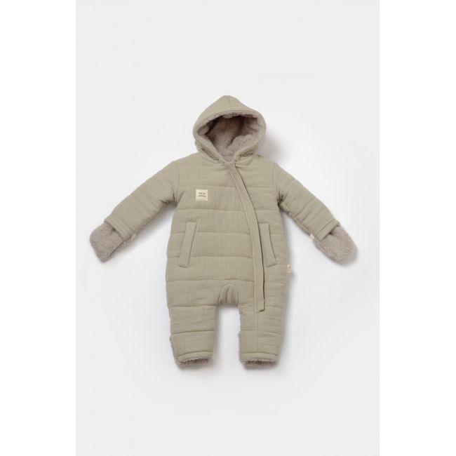 Salopeta de iarna pentru bebelusi, Winter muselin, 100% bumbac - Verde, BabyCosy (Marime: 6-9 luni) JEMBC-CSYM7052-6