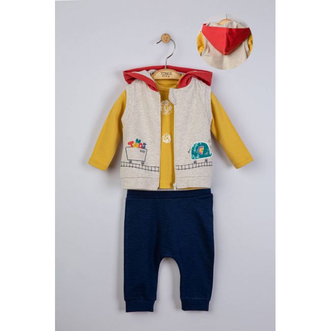 Set de 3 piese de trening Choo Choo pentru bebelusi, Tongs baby (Culoare: Maro, Marime: 18-24 Luni) JEMtgs_4074_2