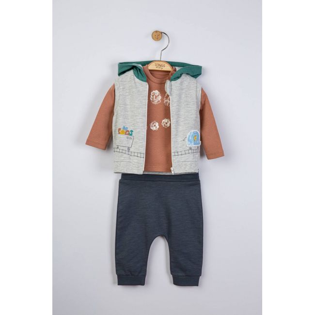 Set de 3 piese de trening Choo Choo pentru bebelusi, Tongs baby (Culoare: Maro, Marime: 6-9 luni) JEMtgs_4074_3