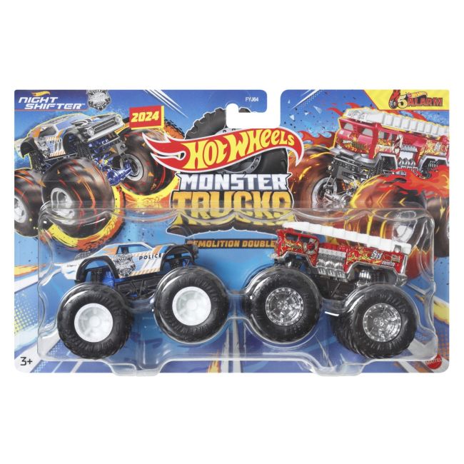 HOT WHEELS MONSTER TRUCK SET 2 MASINI SCARA 1 LA 64 NIGHT SHIFTER VIVMTFYJ64_HWN56