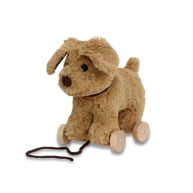 Little Bird Told Me - Dexter Dog Pull Along Toy Cu Roti Detasabile, Golden Labrador Soft Cuddly Dog Toy Pentru Copii Pjblb3082