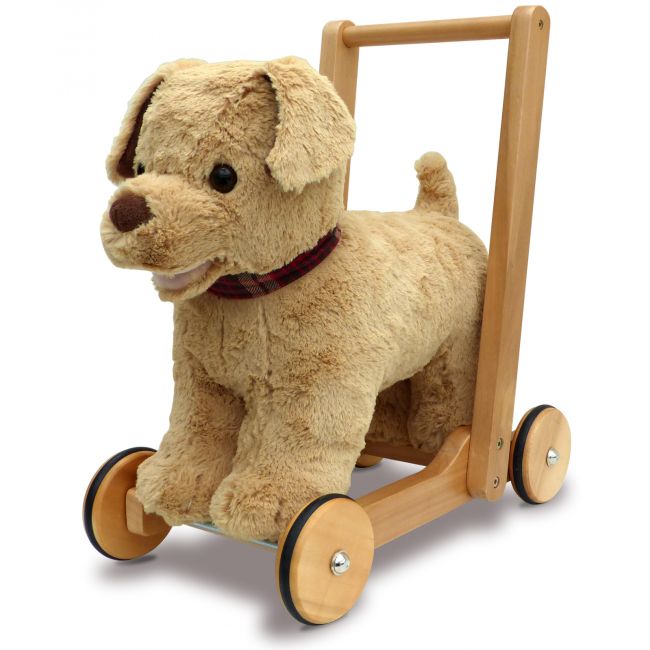 Little Bird Told Me - Dexter Dog Walker, Push Along  Ride On Toy Pentru Copii De Peste 1 An, Golden Labrador Caine Pufos Pentru Copii Mici, Cadru Robust Din Lemn, Scaun Captusit Pjblb3052