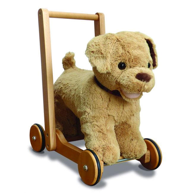 Little Bird Told Me - Dexter Dog Walker, Push Along  Ride On Toy Pentru Copii De Peste 1 An, Golden Labrador Caine Pufos Pentru Copii Mici, Cadru Robust Din Lemn, Scaun Captusit Pjblb3052