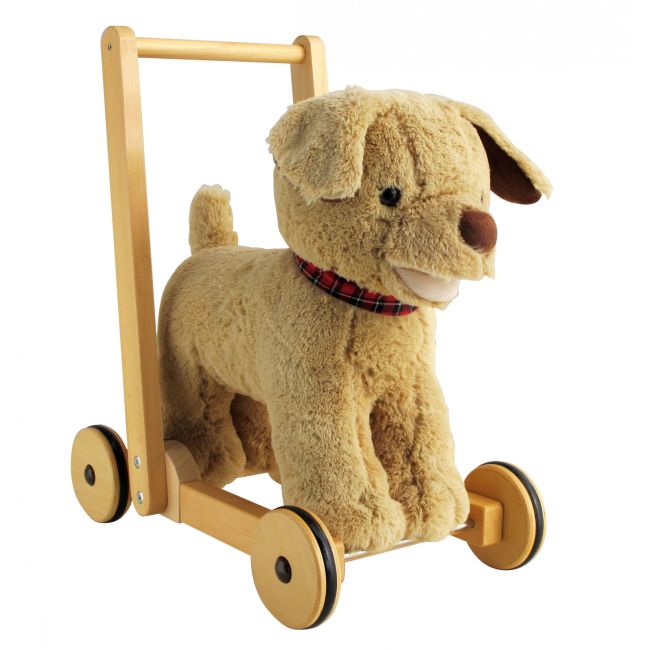 Little Bird Told Me - Dexter Dog Walker, Push Along  Ride On Toy Pentru Copii De Peste 1 An, Golden Labrador Caine Pufos Pentru Copii Mici, Cadru Robust Din Lemn, Scaun Captusit Pjblb3052