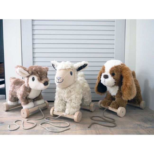 Little Bird Told Me - Lambert Sheep Pull Along Toy Cu Roti Detasabile, Pentru Copii Pjblb3113