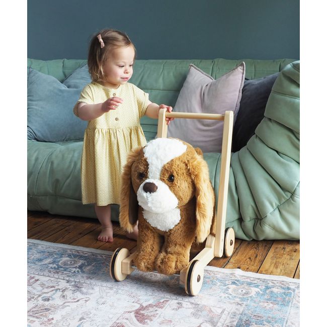 Little Bird Told Me - Peanut Pup Walker, Push Along  Ride On Toy Pentru Copii De Peste 1 An, King Charles Spaniel Caine Pufos Pentru Copii Mici, Cadru Robust Din Lemn, Scaun Captusit Pjblb3110