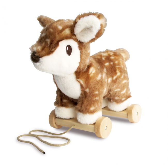Little Bird Told Me - Willow Deer Pull Along Toy Cu Roti Detasabile, Pentru Copii Pjblb3114