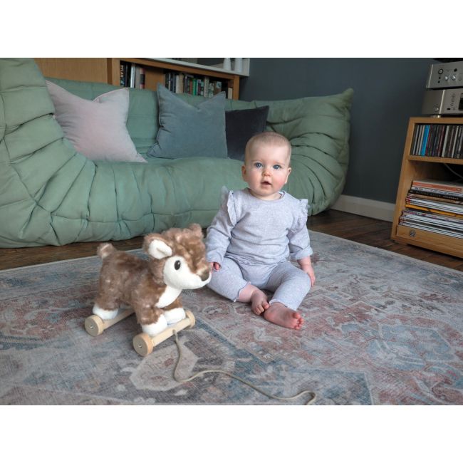 Little Bird Told Me - Willow Deer Pull Along Toy Cu Roti Detasabile, Pentru Copii Pjblb3114