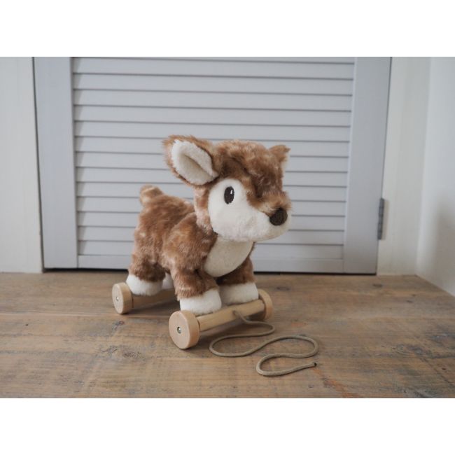Little Bird Told Me - Willow Deer Pull Along Toy Cu Roti Detasabile, Pentru Copii Pjblb3114