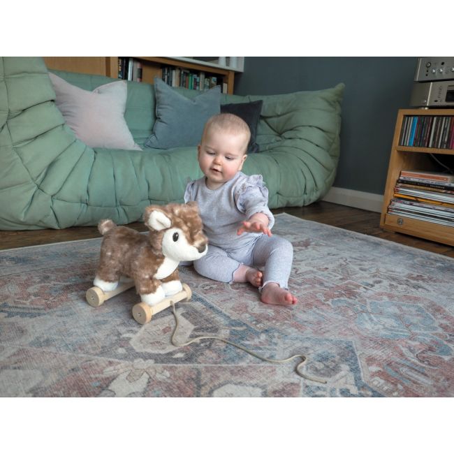 Little Bird Told Me - Willow Deer Pull Along Toy Cu Roti Detasabile, Pentru Copii Pjblb3114