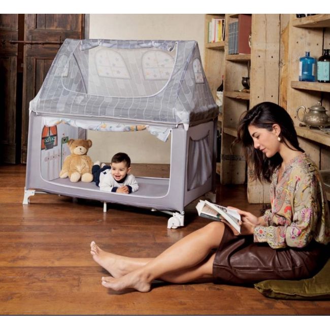 Patut Pliant Voiaj Cu Doua Niveluri De Inaltime, Ultraportabil Pentru Copii   Daily Dolci Sogni  , Usor De Transportat, Ideal Pentru Calatorii, Material Rezistent Cu Protectii Laterale Si Saltea Inclusa Pjb49115040