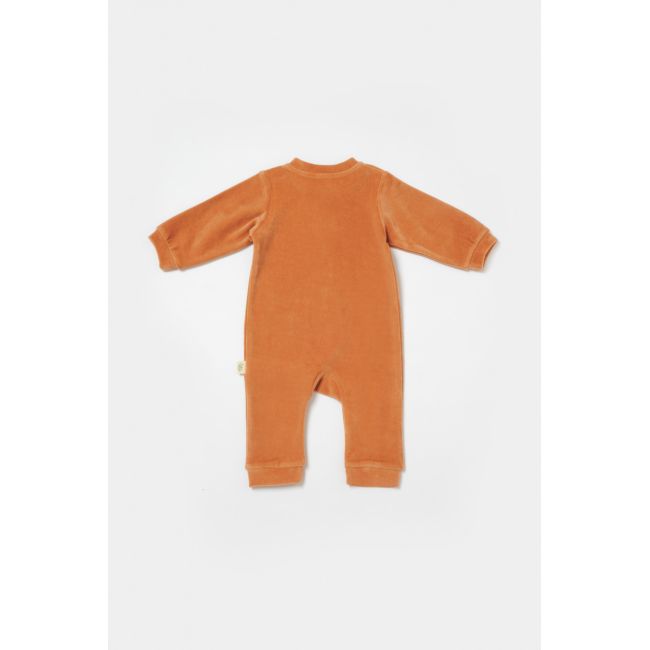 Salopeta Elefant cu maneca lunga din 80%bumbac organic si 20% poliester - Caramiziu, BabyCosy (Marime: 6-9 luni) JEMBC-CSYK6054-6