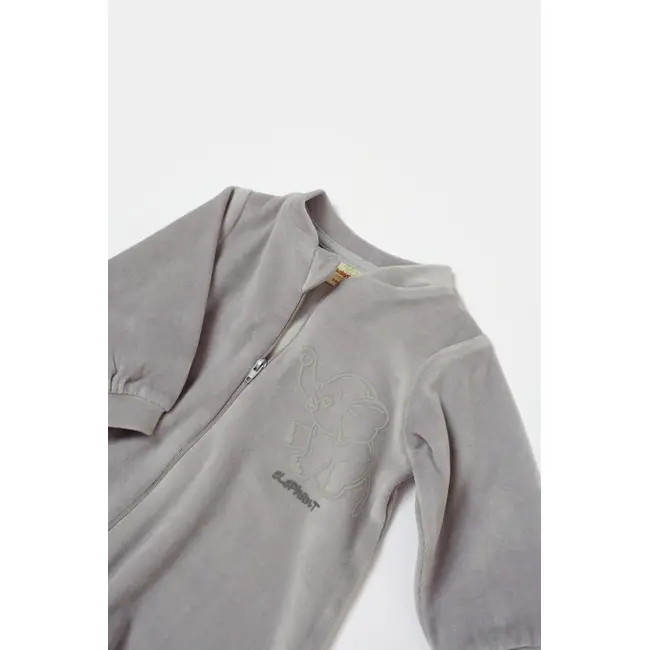 Salopeta Elefant cu maneca lunga din 80%bumbac organic si 20% poliester - Gri, BabyCosy (Marime: 12-18 Luni) JEMBC-CSYK6056-12