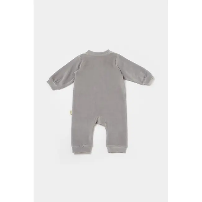 Salopeta Elefant cu maneca lunga din 80%bumbac organic si 20% poliester - Gri, BabyCosy (Marime: 12-18 Luni) JEMBC-CSYK6056-12