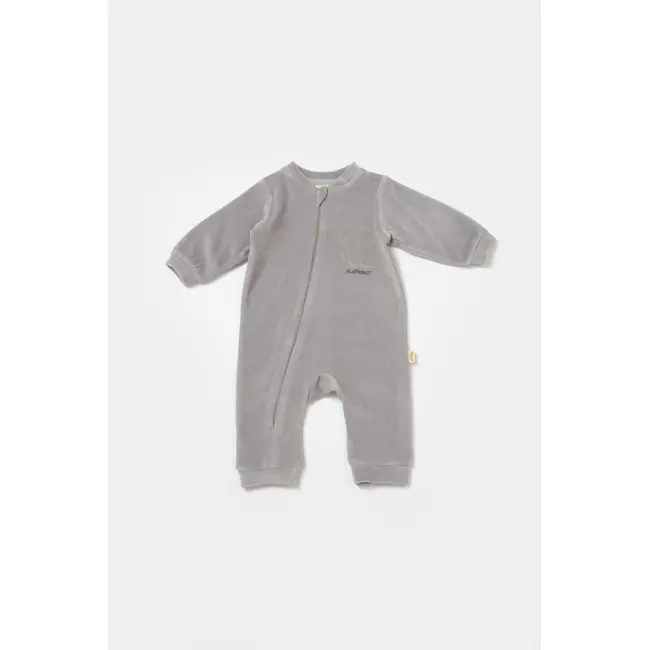 Salopeta Elefant cu maneca lunga din 80%bumbac organic si 20% poliester - Gri, BabyCosy (Marime: 18-24 Luni) JEMBC-CSYK6056-18