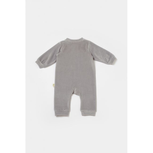 Salopeta Elefant cu maneca lunga din 80%bumbac organic si 20% poliester - Gri, BabyCosy (Marime: 6-9 luni) JEMBC-CSYK6056-6
