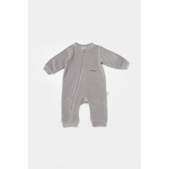 Salopeta Elefant cu maneca lunga din 80%bumbac organic si 20% poliester - Gri, BabyCosy (Marime: 6-9 luni) JEMBC-CSYK6056-6