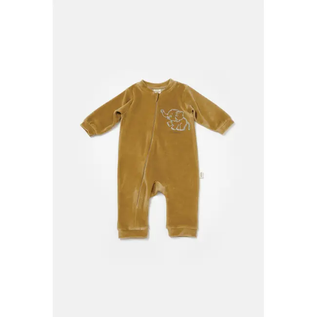 Salopeta Elefant cu maneca lunga din 80%bumbac organic si 20% poliester - Mustar, BabyCosy (Marime: 3-6 Luni) JEMBC-CSYK6055-3