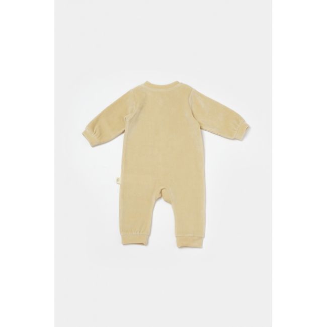 Salopeta Elefant cu maneca lunga din 80%bumbac organic si 20% poliester - Stone, BabyCosy (Marime: 3-6 Luni) JEMBC-CSYK6052-3