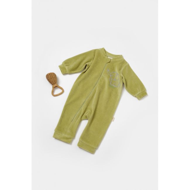 Salopeta Elefant cu maneca lunga din 80%bumbac organic si 20% poliester - Verde, BabyCosy (Marime: 12-18 Luni) JEMBC-CSYK6053-12