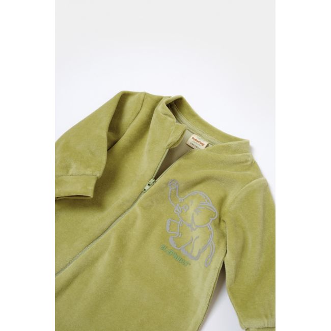 Salopeta Elefant cu maneca lunga din 80%bumbac organic si 20% poliester - Verde, BabyCosy (Marime: 18-24 Luni) JEMBC-CSYK6053-18