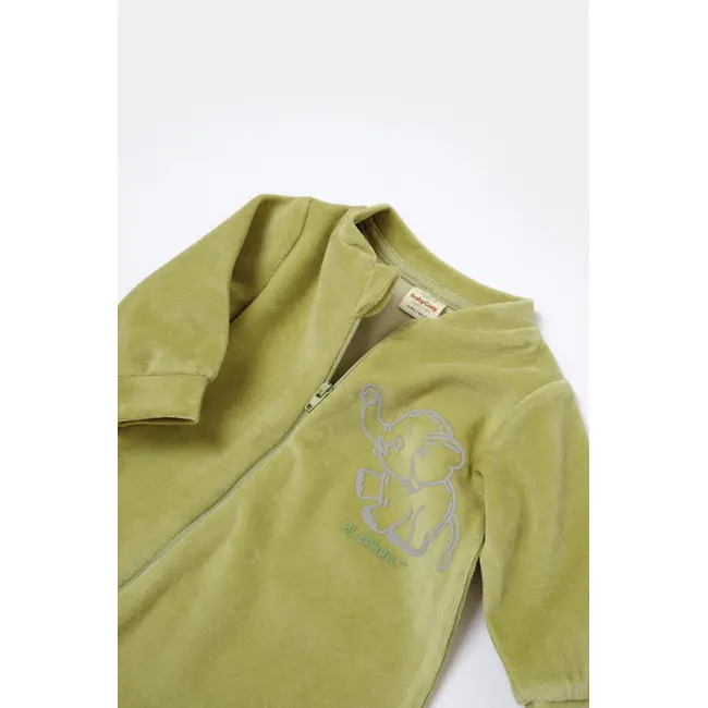 Salopeta Elefant cu maneca lunga din 80%bumbac organic si 20% poliester - Verde, BabyCosy (Marime: 6-9 luni) JEMBC-CSYK6053-6
