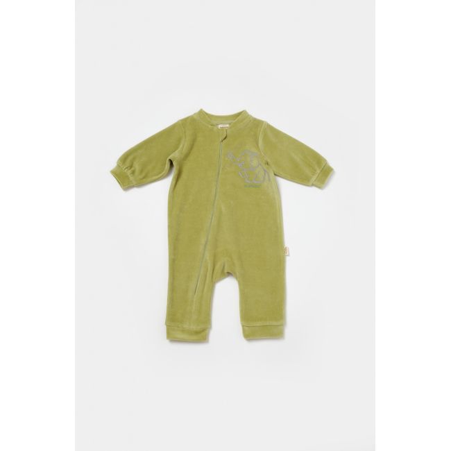 Salopeta Elefant cu maneca lunga din 80%bumbac organic si 20% poliester - Verde, BabyCosy (Marime: 6-9 luni) JEMBC-CSYK6053-6