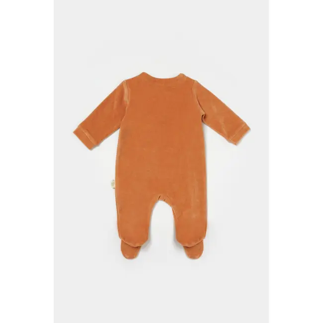 Salopeta Elefant cu maneca lunga si botosei din 80%bumbac organic si 20% poliester - Caramiziu, BabyCosy (Marime: 0-3 Luni) JEMBC-CSYK6039-0