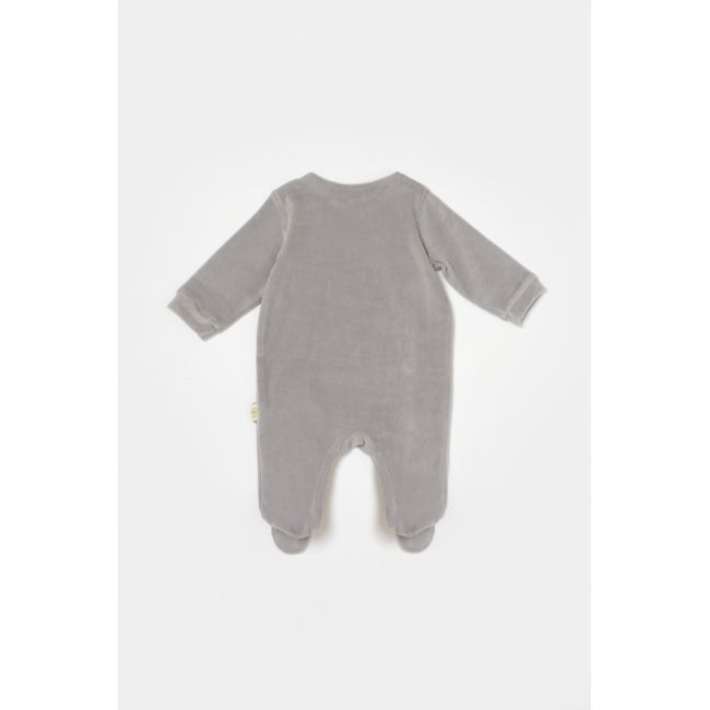 Salopeta Elefant cu maneca lunga si botosei din 80%bumbac organic si 20% poliester - Gri, BabyCosy (Marime: 0-3 Luni) JEMBC-CSYK6041-0