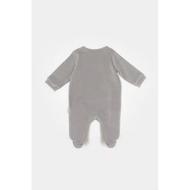 Salopeta Elefant cu maneca lunga si botosei din 80%bumbac organic si 20% poliester - Gri, BabyCosy (Marime: 6-9 luni) JEMBC-CSYK6041-6