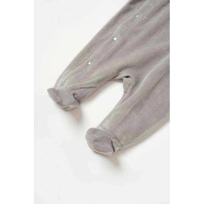 Salopeta Elefant cu maneca lunga si botosei din 80%bumbac organic si 20% poliester - Gri, BabyCosy (Marime: 6-9 luni) JEMBC-CSYK6041-6