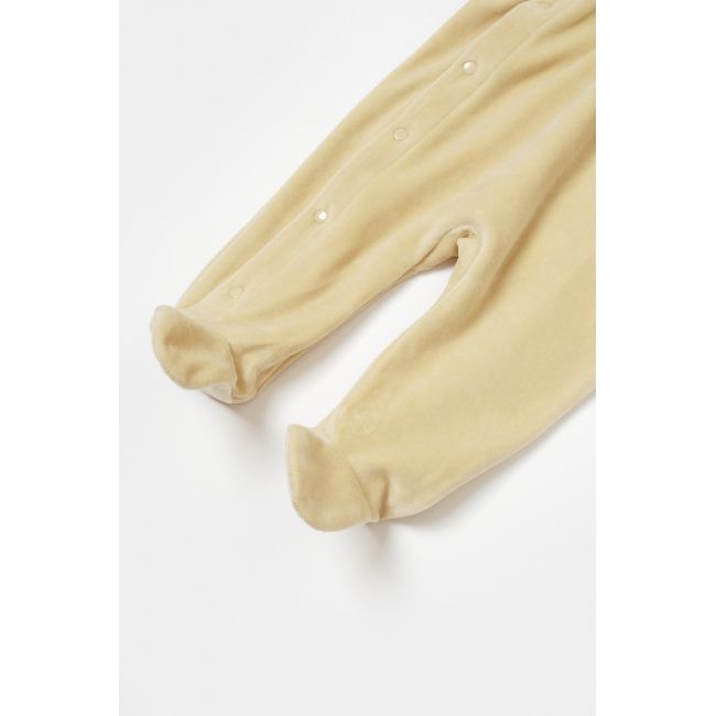 Salopeta Elefant cu maneca lunga si botosei din 80%bumbac organic si 20% poliester - Stone, BabyCosy (Marime: 0-3 Luni) JEMBC-CSYK6037-0