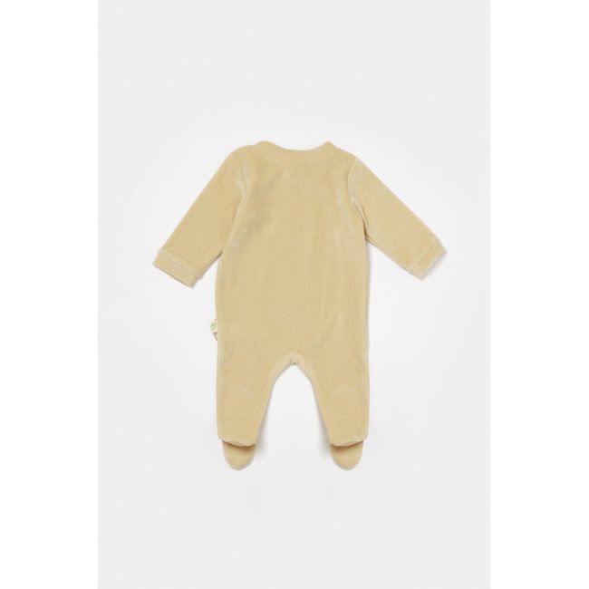 Salopeta Elefant cu maneca lunga si botosei din 80%bumbac organic si 20% poliester - Stone, BabyCosy (Marime: 0-3 Luni) JEMBC-CSYK6037-0