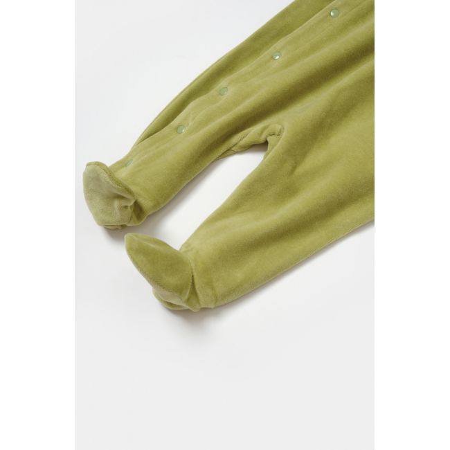 Salopeta Elefant cu maneca lunga si botosei din 80%bumbac organic si 20% poliester - Verde, BabyCosy (Marime: 6-9 luni) JEMBC-CSYK6038-6